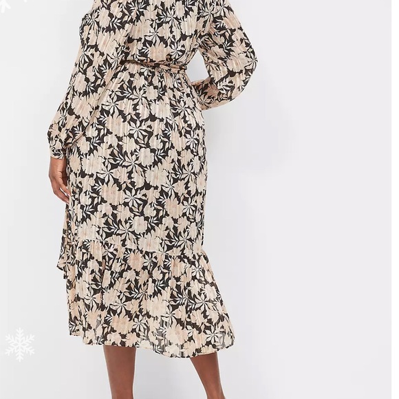 Lane Bryant Black, Cream with a touch of sparkle Floral Holidays Dress. - Picture 2 of 5